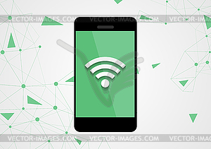 Wifi connection by mobile phone tech background - vector clipart