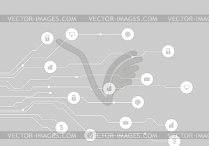 Social communication icons and circuit board - vector image