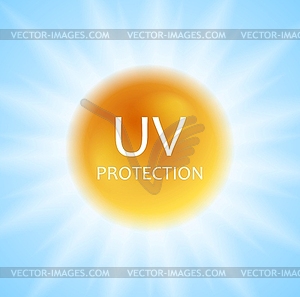 Концепция защита от ультрафиолетовых лучей дизайн с блестящей солнца и - векторный клипарт / векторное изображение