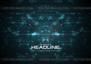 Abstract blue shiny cyberspace tech background - vector image