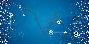 Bright blue tech communication banner - vector image
