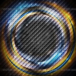 Blue and orange rings on dark square texture - vector clipart