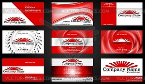 Business cards. Red style - vector clip art