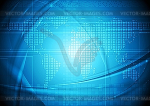 Abstract technical background with world map - vector clipart / vector image