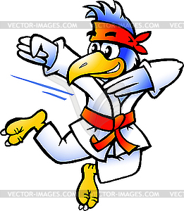 Bird Practices Self-Defense - vector image