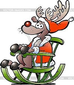 Reindeer sitting in rocking chair - vector EPS clipart