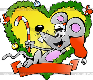 Happy christmas mouse - vector clip art