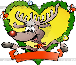 Happy christmas reindeer - royalty-free vector clipart