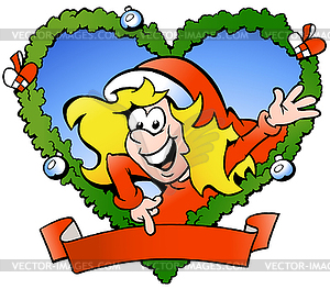 Happy santa girl - vector clipart