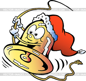 Happy swinging christmas bell - color vector clipart