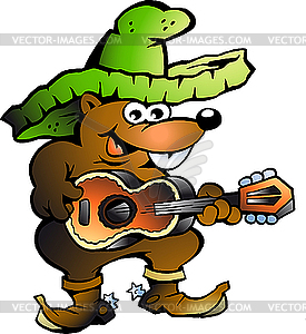 Mexican Wallaby Playing Guitar - vector image