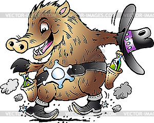 Dancing Javelina Boar - vector clipart