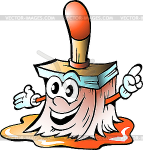 Happy Paint Brush Mascot - vector clip art