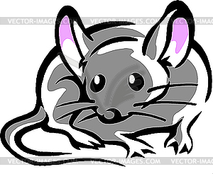 Mouse with big pink ears  - vector clipart