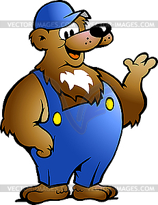 Bear in Blue Overalls - vector clipart / vector image