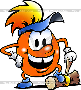Orange Gobling with big hammer - vector image