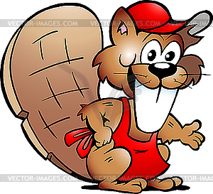 Beaver Serving Guests - vector clip art