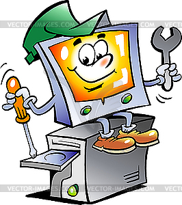 Computer Repairman Vector Clip Art