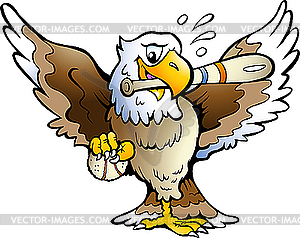 Eagle Playing Baseball - vector clip art