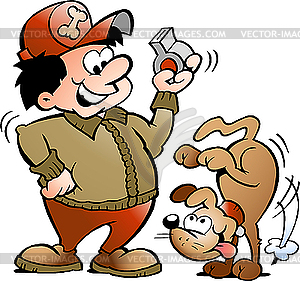 Dog and Trainer - vector image