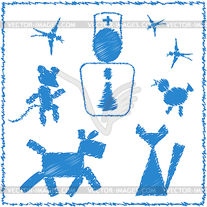Animals around veterinarian - vector clip art