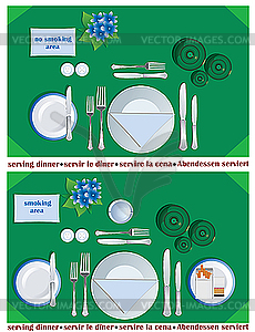 Served dinner table - vector image