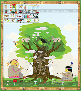 American Indians smoke - royalty-free vector clipart