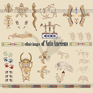 Ethnic pictographics of Native Americans - vector clip art