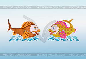 Two magic fish  - vector clipart