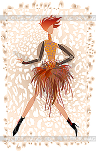 Girl in skirt of feathers - vector clipart