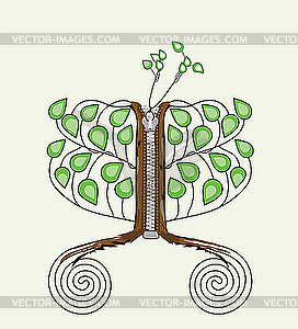 Tree with sewing zipper - vector image