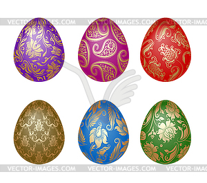 Set of Easter eggs with ornaments - vector clipart
