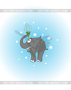 Elefant with flowers - vector image