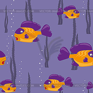 Seamless pattern with yellow fish - vector image