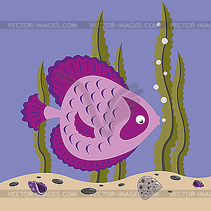 Розовая рыбка - клипарт в векторном виде