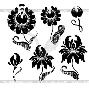 Floral design elements - white & black vector clipart