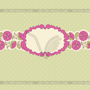 Flower greeting card with frame - vector image