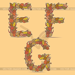 EFG colorful letters of autumn leaves - vector EPS clipart