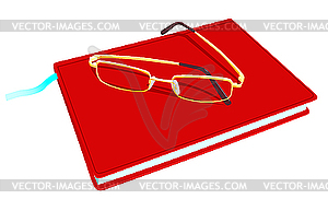 Book and glasses - vector image