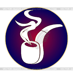Эмблема курительной трубки с дымом - изображение в векторном виде