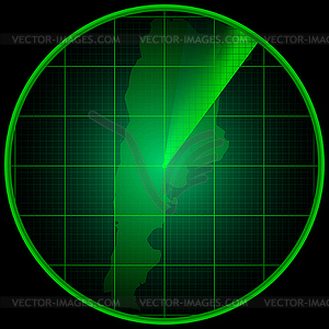 Radar screen with silhouette of Argentina - vector clipart