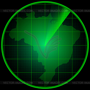 Radar screen with silhouette of Brazil - vector image