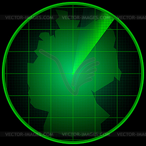 Radar screen with silhouette of Germany - vector image