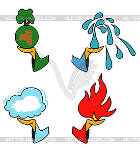 4 hands-4 elements - vector clipart