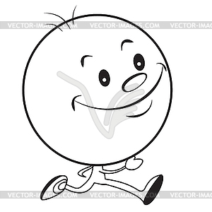 Running cartoon man with big head - vector clipart