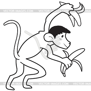 Monkey with bananas - vector clip art