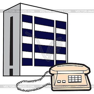 Phone and building - vector clip art