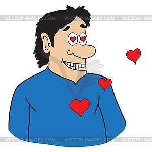 Cartoon man in love - vector clipart