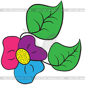 Трехцветный трилистный цветок - векторная иллюстрация