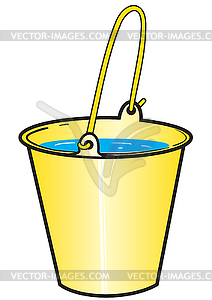 Yellow bucket with water - vector image